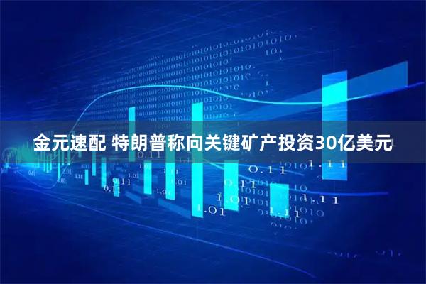 金元速配 特朗普称向关键矿产投资30亿美元